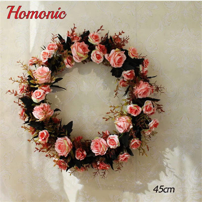 Silk Rose Wreath Artificial Flowers Wreaths Christmas Wreath Door