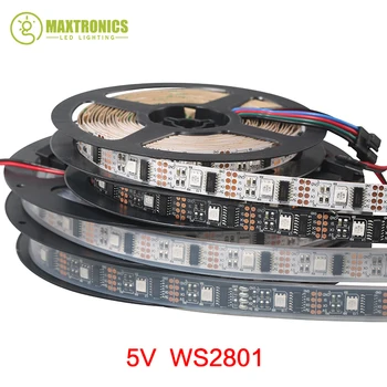 

DC5V 1M/5M WS2801 Addressable LED Strip Arduino development ambilight TV 32leds/m 5050 RGB 12mm led Magic Dream Color Rope Light
