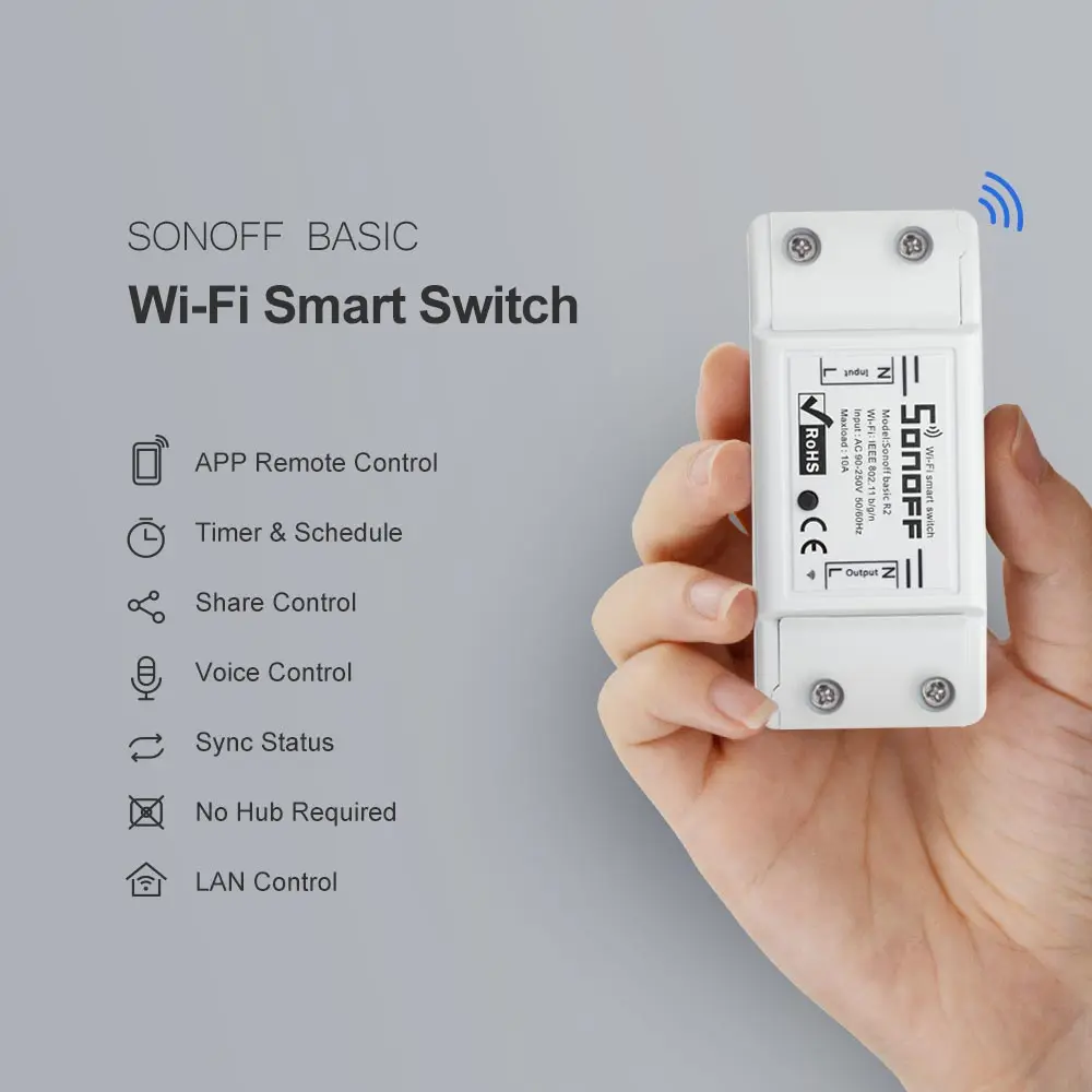 Фабрика Sonoff базовый умный переключатель универсальный тип wi-fi-розетка штекер DIY модуль умный дом domotic работает с Alexa Google home