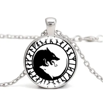 

Hot sale European and American retro Viking necklace Nordic wolf time pendant Personality fashion necklace Men and women jewelry