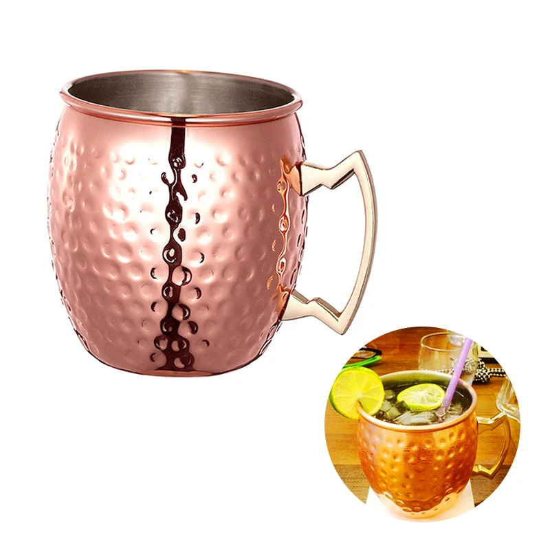 530ml Moscow Mule Mug Copper Plated Drinking Cups with Hammered Finish