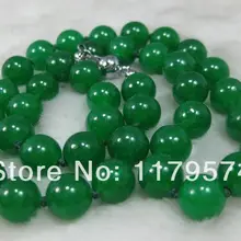 Высококачественные Женские Ювелирные изделия 12 мм зеленые халцедоновые бусины ожерелье аксессуары из камня запчасти модные ювелирные изделия дизайн 24 дюймов xu107