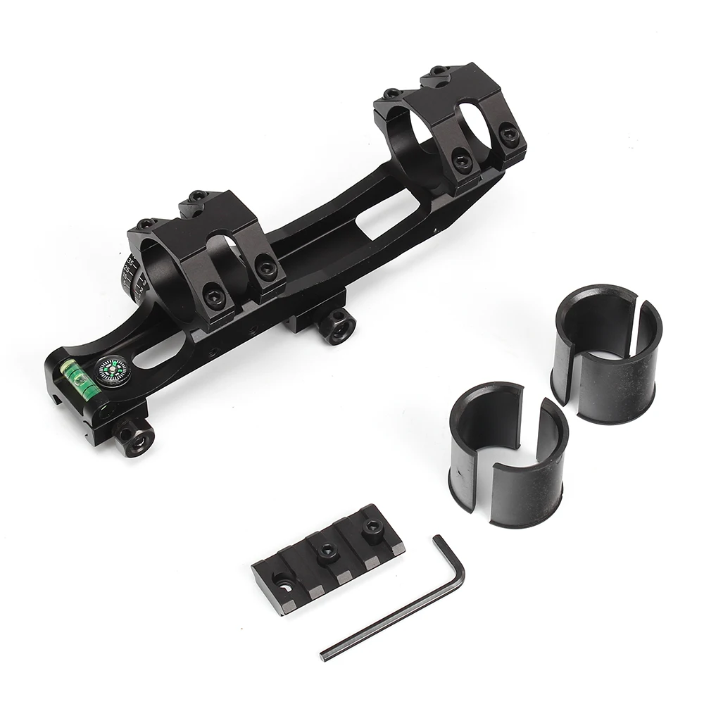 ohhunt 25.4mm 30mm Offset Bi-direction Picatinny Weaver Scope Rings Mount w Angle Cosine Indicator Kit and Bubb Level Compass (8)