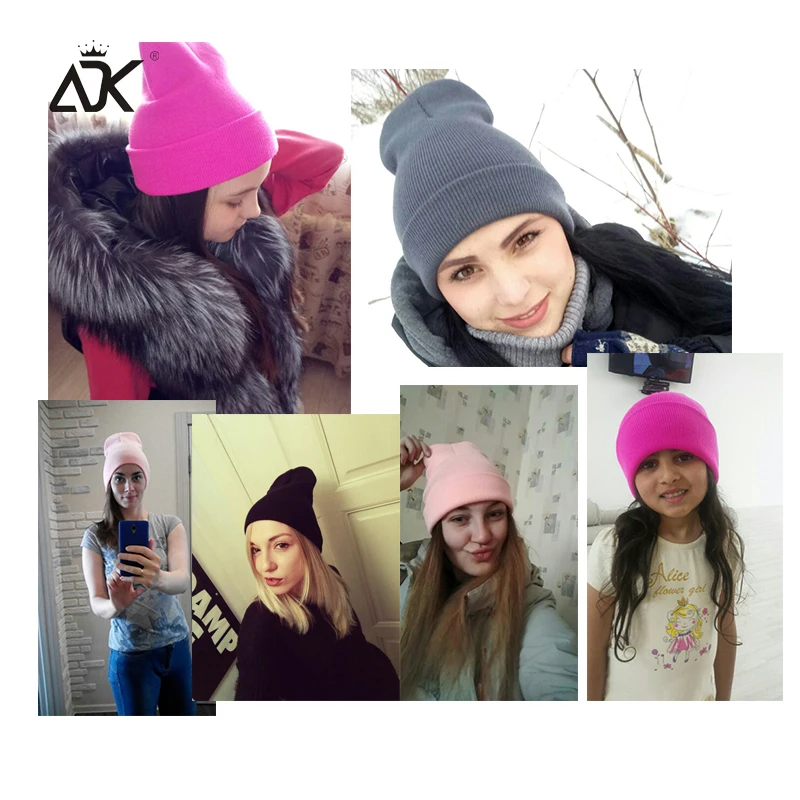 Cotton Winter Hats Outdoor Female Skullies Beanies Casual Solid Color Knitted Hat Unisex Cap For Men Hip Hop DIY Beanies