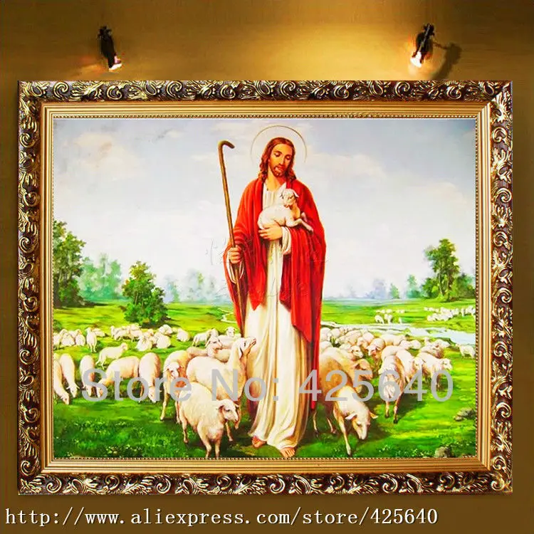 

Home Decor Jesus Christ Painting the good shepherd Art Decor Painting Print Giclee Art Print On Canvas Ready to Frame 1