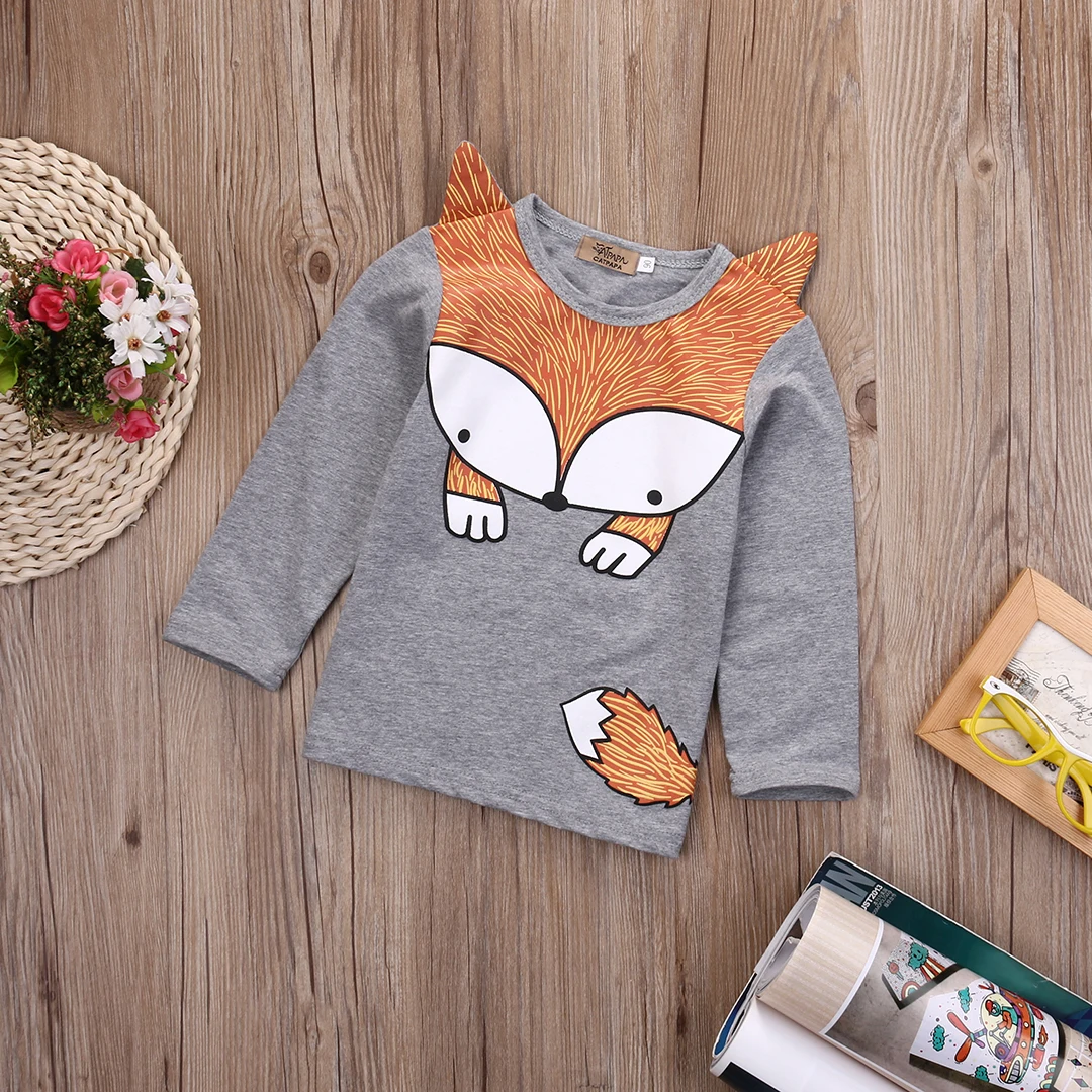 Детская одежда для новорожденных Милая футболка с длинными рукавами и принтом животных для маленьких девочек и мальчиков топы с героями мультфильмов