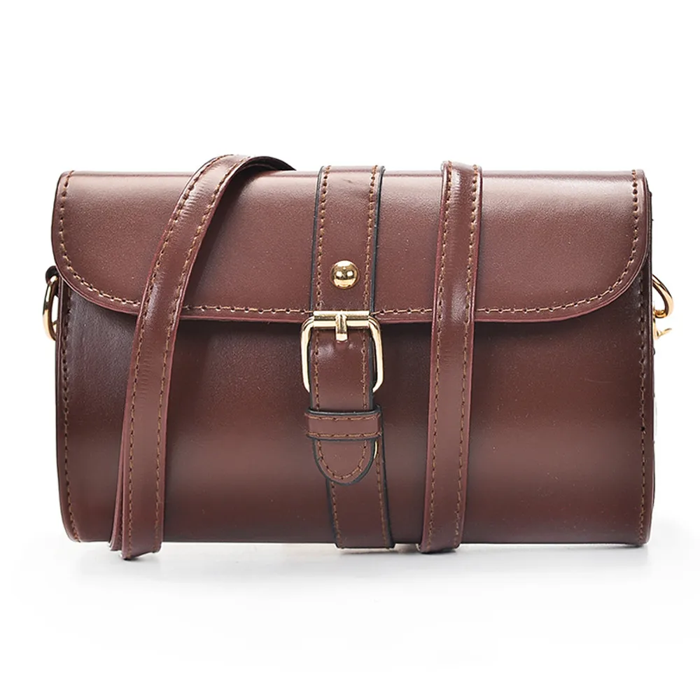 

Vintage ladies leather buckle leather shoulder bag messenger handbag #Zer