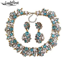 Ladyfirst 2016 za Marca de Fábrica Grande Joya Vintage de Cristal Collar Llamativo Chunky Collier Femme Maxi Maxi de Lujo Gargantilla Collar 3280