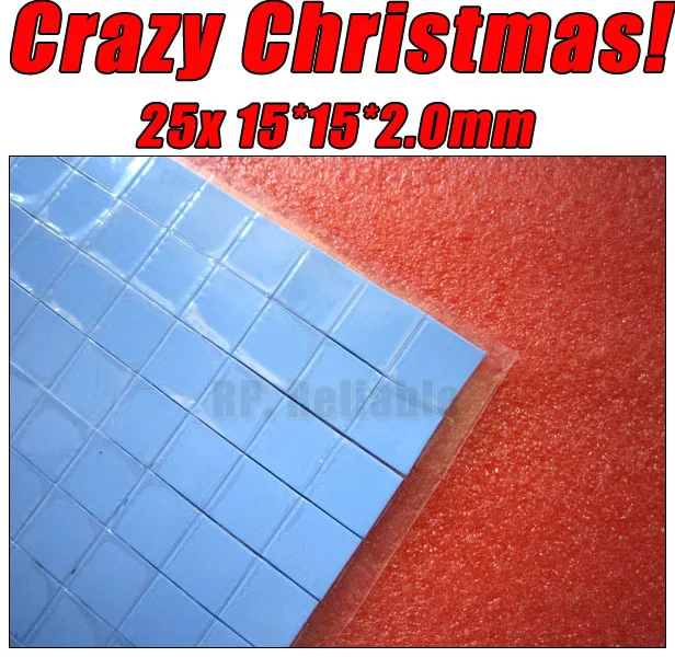 

Crazy Promotion! 25x 15*15*2.0mm Soft Silicone Thermal Pads Mat for HP IBM Dell Asus Laptop VGA GPU Sorth North Bridge Chipset