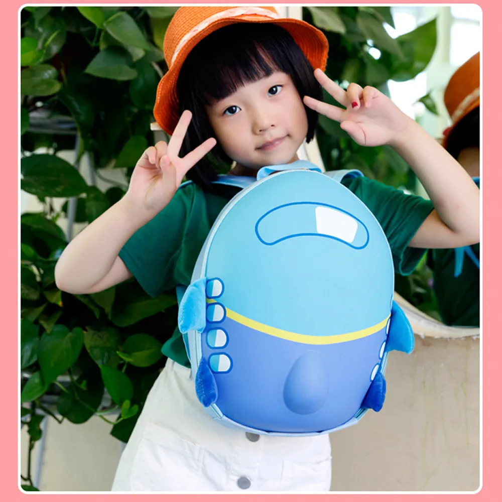 HIINST Baby Eggshell Cartoon Airplane Hard shell Plush Backpacks Kids