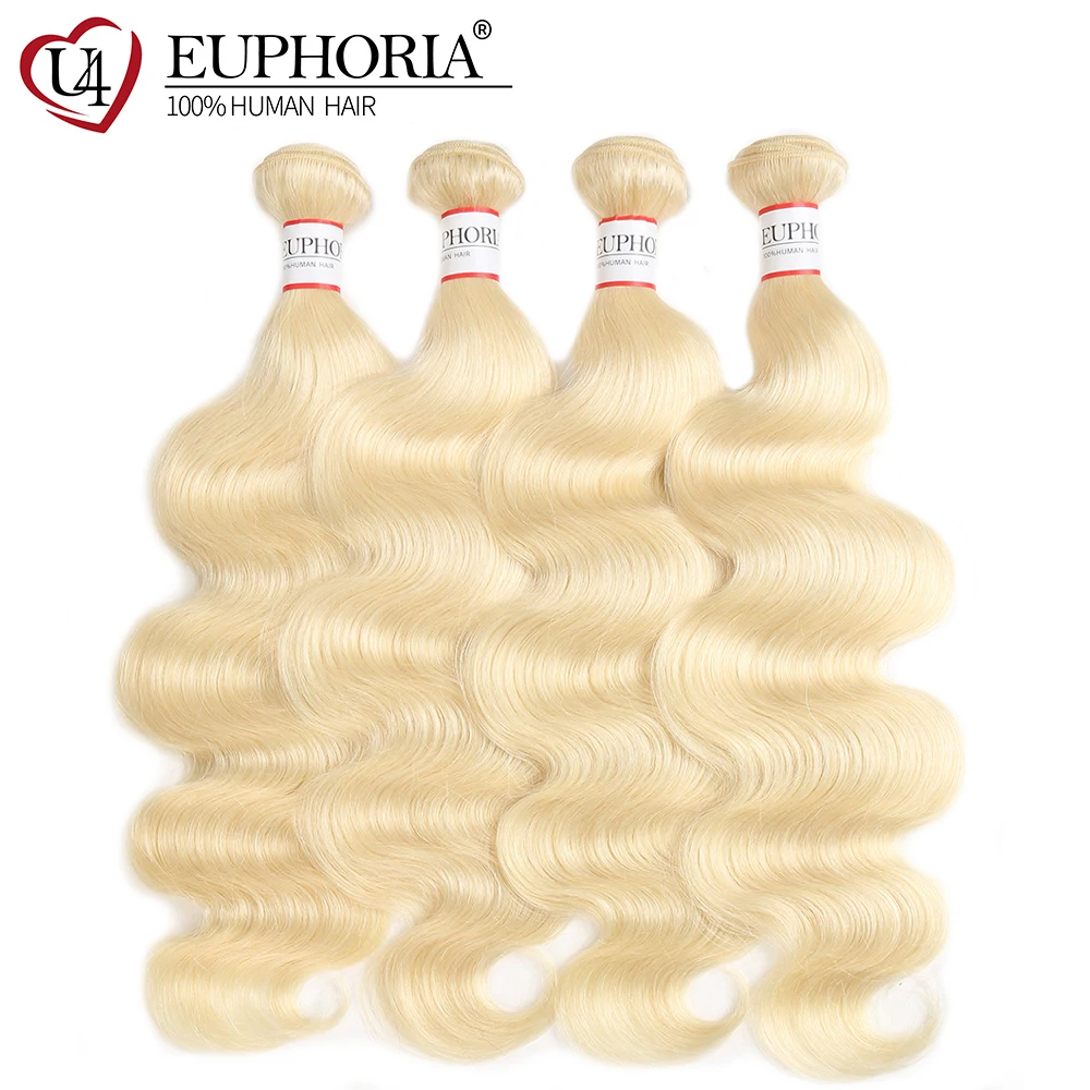 Body Wave Blonde 613 Color Hair Weave Bundles Euphoria Brazilian