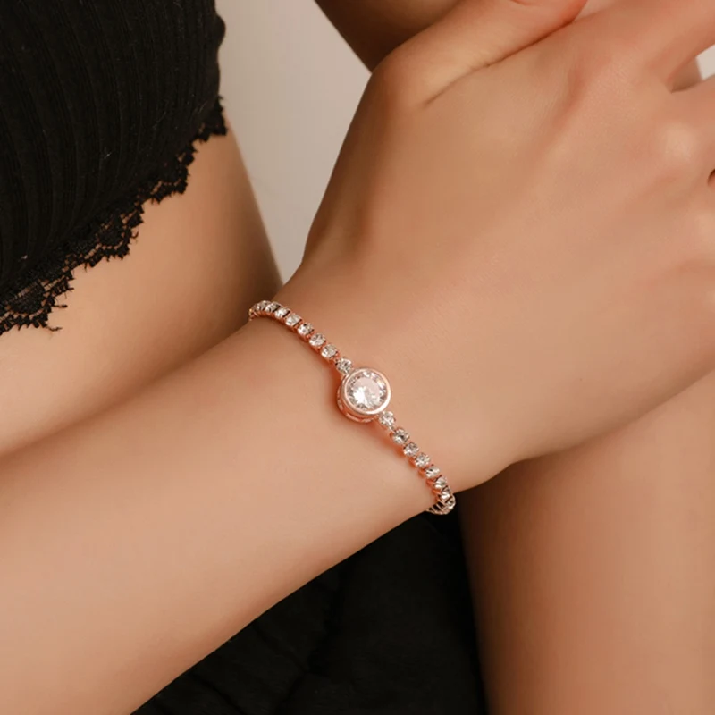 Exquisite Luxury Crystal Bracelet For Women Wedding Gift Korean Rose Gold Silver Chain Bracelets Bangles Jewelry | Украшения и