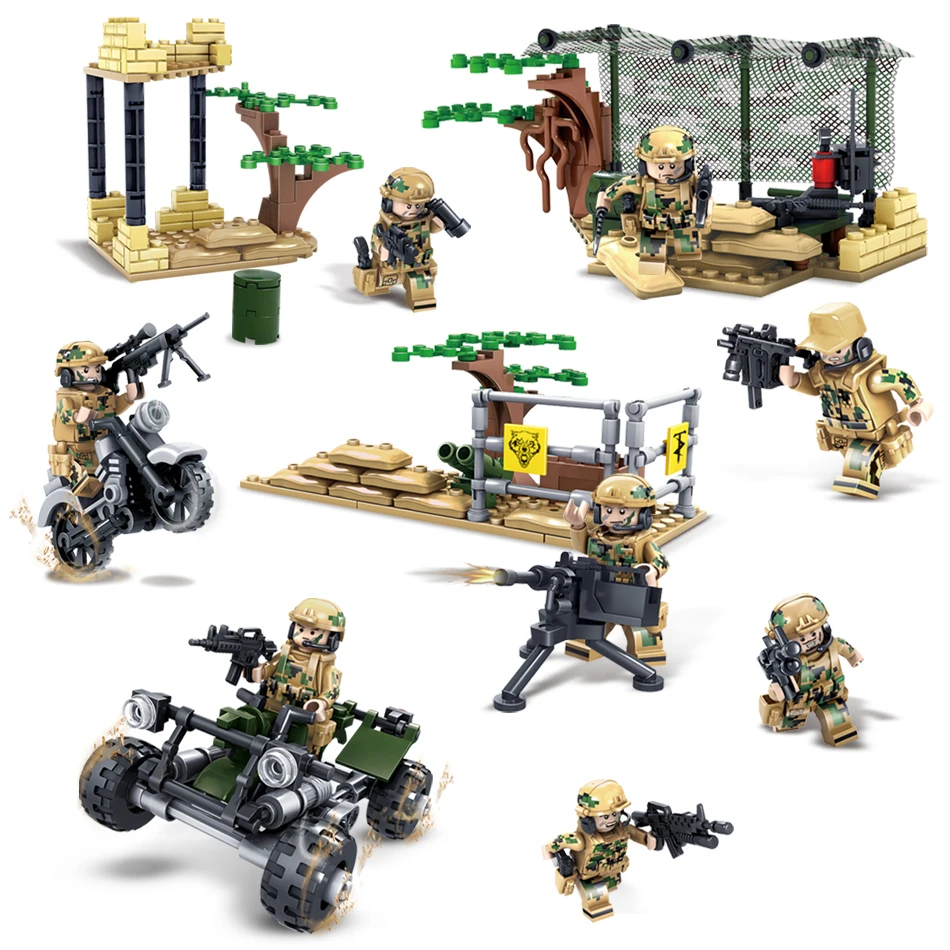 

KAZI military field Army Soldiers Compatible Legoed Building blocks Weapon Bricks action figures enlighten toys for children kid