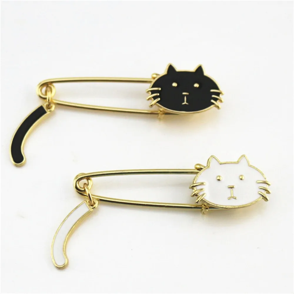2020 New Japanese cute Enamel Cat Black or white Stylish and refined collar pin brooch | Украшения и аксессуары