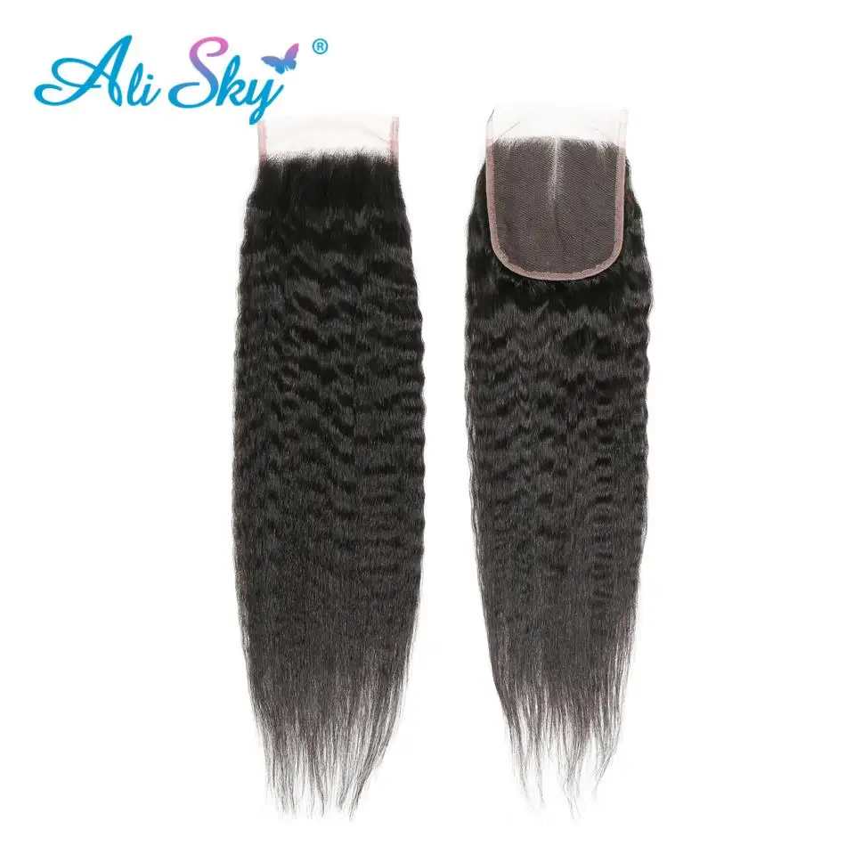 Alisky бразильские прямые волосы, прямые человеческие волосы Кружева Закрытие 4x4 /средний/три части человеческих волос Инструменты для завивки волос Выбеленные узлы Волосы remy могут быть окрашены