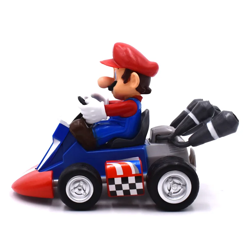 " Аниме Super Mario Bros Kart вытяжной автомобиль Марио ПВХ фигурка кукла Коллекционная модель игрушки Рождественский подарок для детей