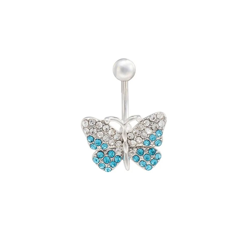 Sexy Women Piercing Navel Ring Body Jewelry Silver Medical Crystal