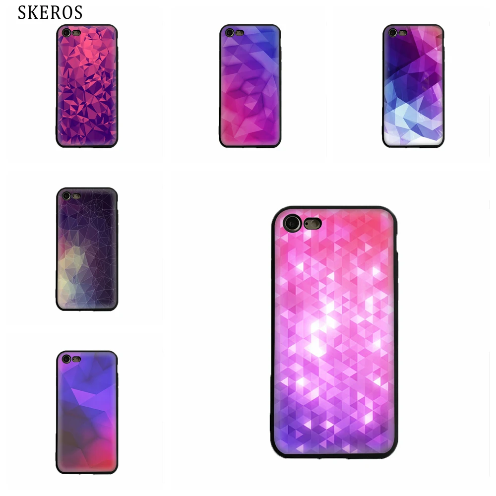 SKEROS Violet Geometric Silicone TPU Phone Soft Cover For Iphone X 5 5S Se 6 6S 7 8 Plus #oa21 |