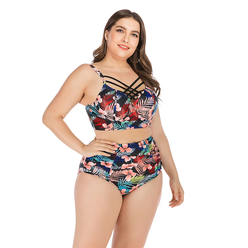 Billige Sexy Badeanzug Große Brust Push Up Frauen badeanzug Backless Hohe Taille Aushöhlen Bikini Bademode Strand Biquini Plus Größe 4XL