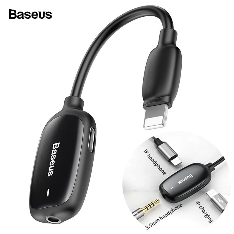

Baseus Audio Adapter For iPhone Xs Max Xr X 8 7 Plus Earphone Headphone Converter For Lightning To 3.5mm Jack OTG Cable Splitter