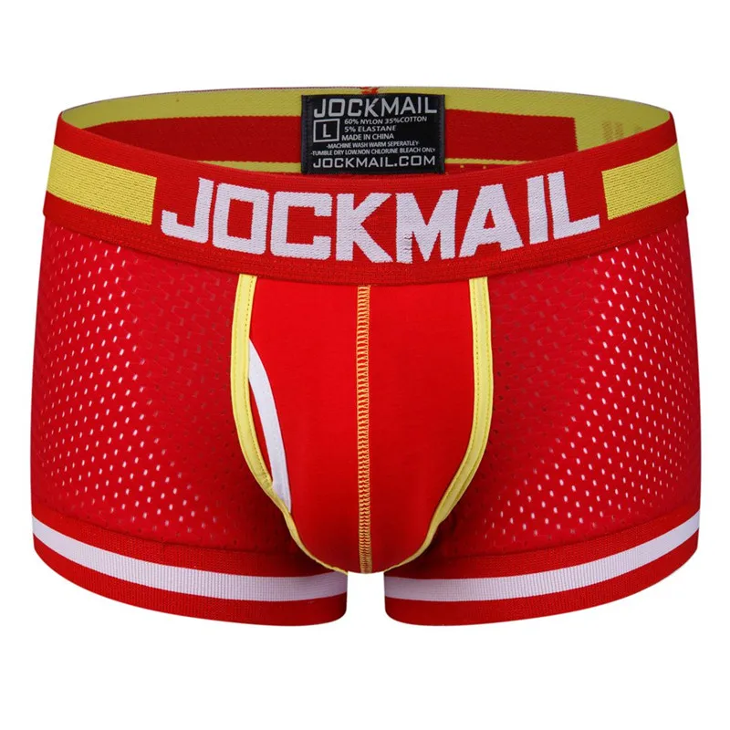 JOCKMAIL Фирменное нижнее белье Для мужчин боксер сетки U сумка Сексуальная под Штаны Cueca боксер Для мужчин хлопок Штаны Для мужчин сна" мужские