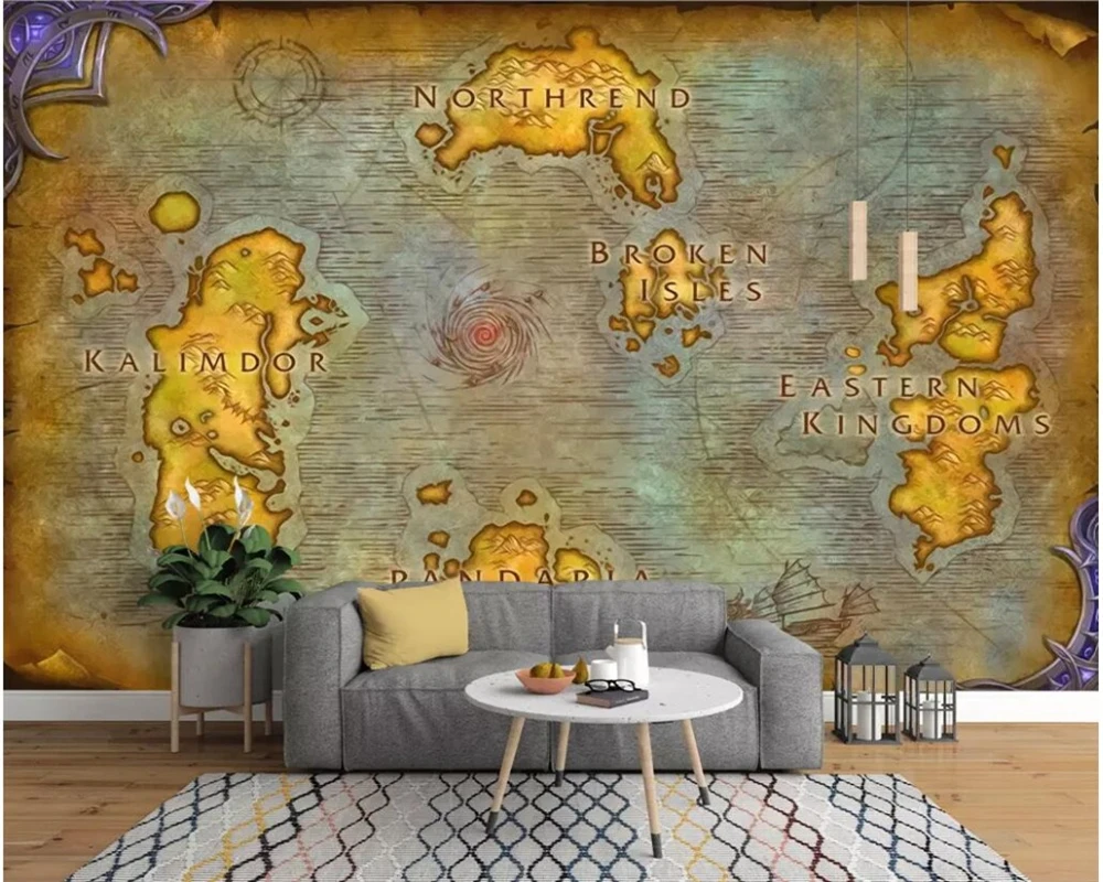 

beibehang Custom 3D murals European ancient map online World of Warcraft background wall map wallpaper mural decoration