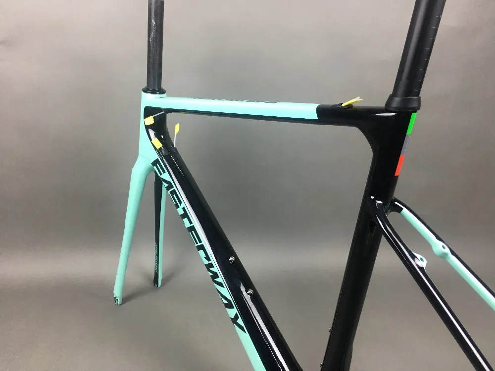 Discount light blue 2018 TAIWAN FASTERWAY classic carbon road frameset UD weaves carbon bike frame:Frameset+Seatpost+Fork+Clamp+Headset 21