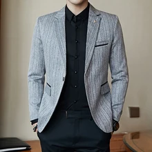 Новые мужские модные бутиковые модные тонкие деловые случайные Костюмы Блейзер мужской официальный пиджак высокого качества мужские куртки