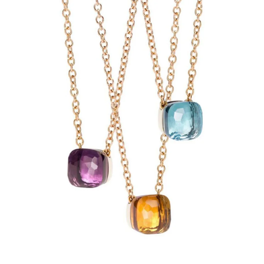 

New style Classic Candy Necklace 22 Kind of Colors Crystal Buckle Water Necklaces For Women Fashion Jewelry DJN007