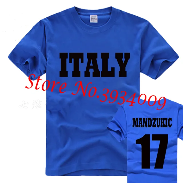 Italy Footballer MANDZUKIC NO.17 New Design Cotton Male Tee Shirt Designing T-shirt Short Sleeve Tops
