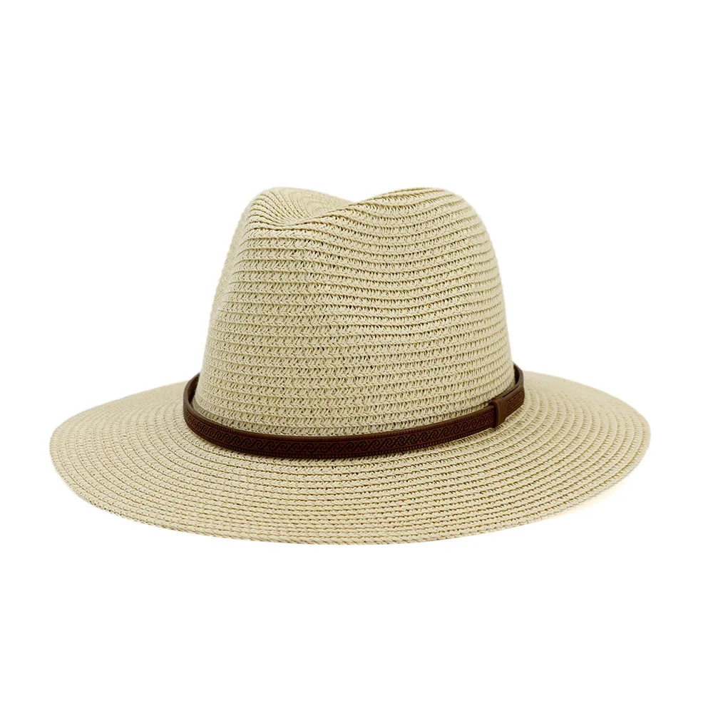 Sun Hat Man Women Panama Summer Straw Cowbay Casual Beach Wide Brim Outdoor Cap Accessory (13)
