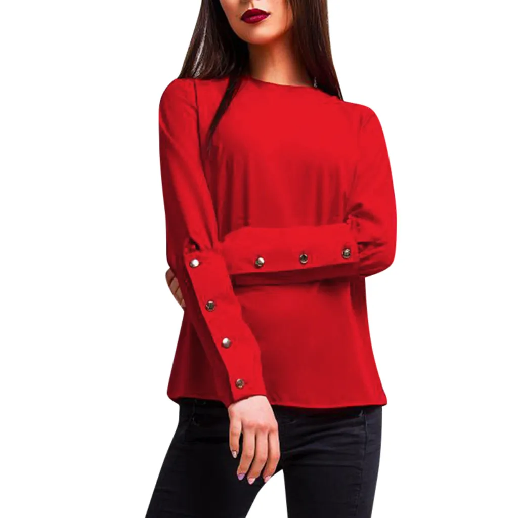 CHAMSGEND 2018 New Women Blouse Women Casual Solid Long