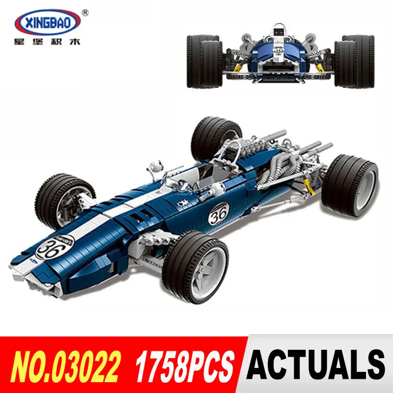 

XINGBAO 03022 blocks 1758Pcs Genuine The Blue Racing Car Set Building Blocks Bricks DIY Educational Toy Model Gifts For Children