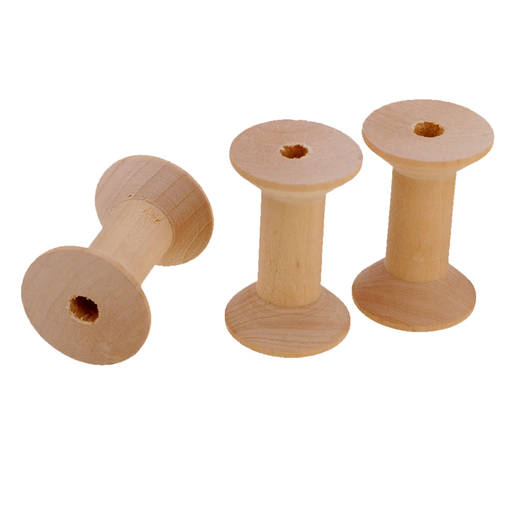 New Hot Sale 10 Pieces Natural Wooden Empty Thread Spools Sewing Bobbins DIY Clothes Bag Wedding Dress Apparel Sewing Tools 