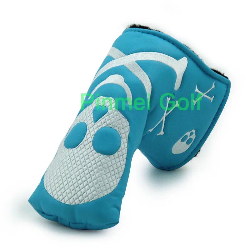 Blue Skull Golf Putter Covers Headcovers for Blade Club Head PU Leather