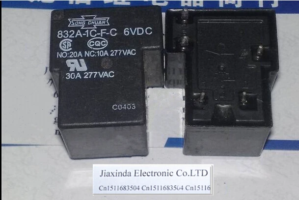 Set of 2 805WP-1AC-F-CF 12VDC SONGCHUAN Power Relay 30A 277VAC 4 Pins