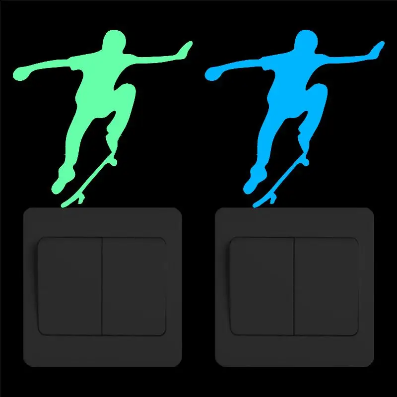 

Skate Boarder Luminous Switch Sticker Cool Cartoon Sport Home Wall Decal Children Room Boy Bedroom DIY Decoration Glow Stickers