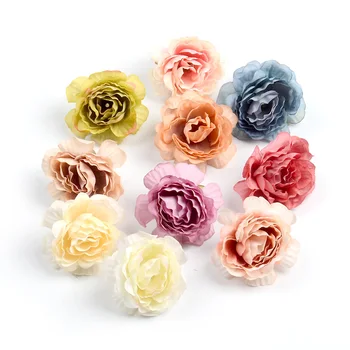 

50pcs Carnation Artificial Silk Oil Paint Flower Heads For Home Wedding Decoration DIY Scrapbooking Gift Box Craft Fake Flowers