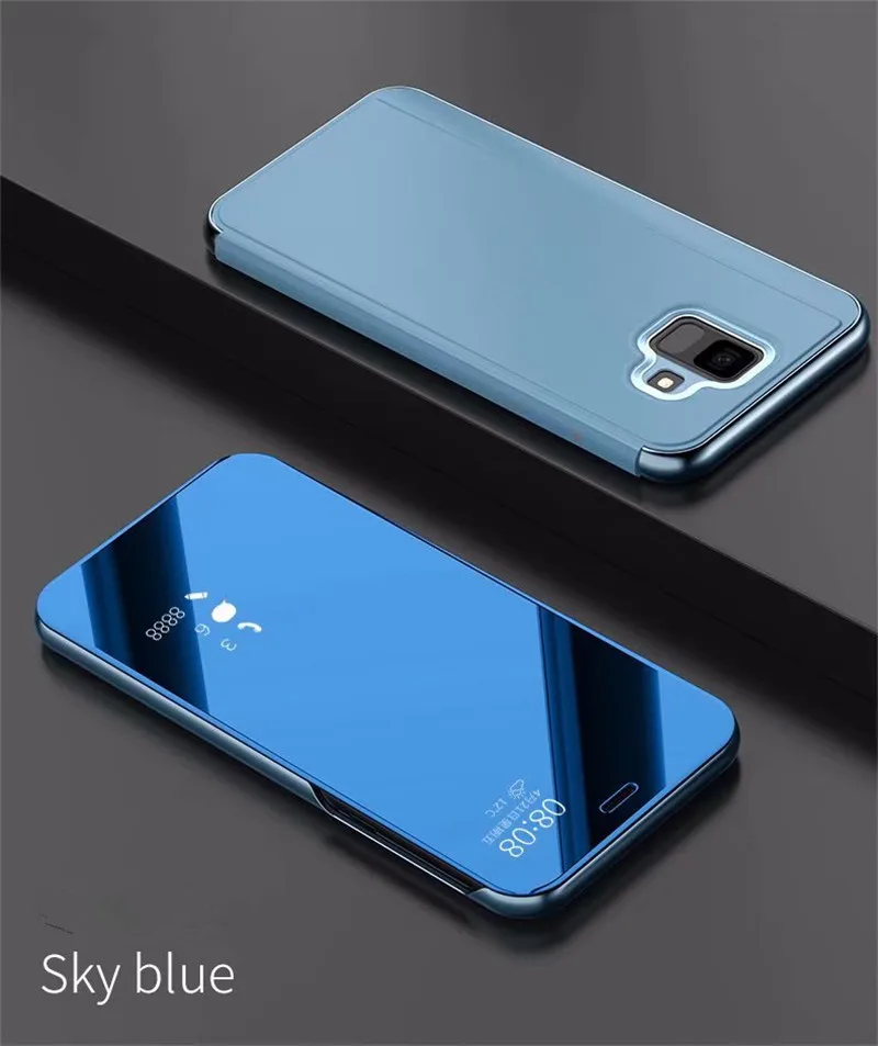 Умный зеркальный чехол-подставка для samsung J2, J3, J4, J5, J6, J7, J8 Prime Pro Max,,, США, ЕС, полный чехол для телефона - Цвет: Blue