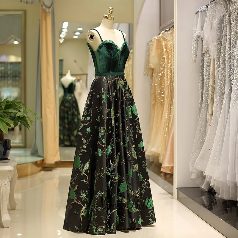 green and black formal dresses