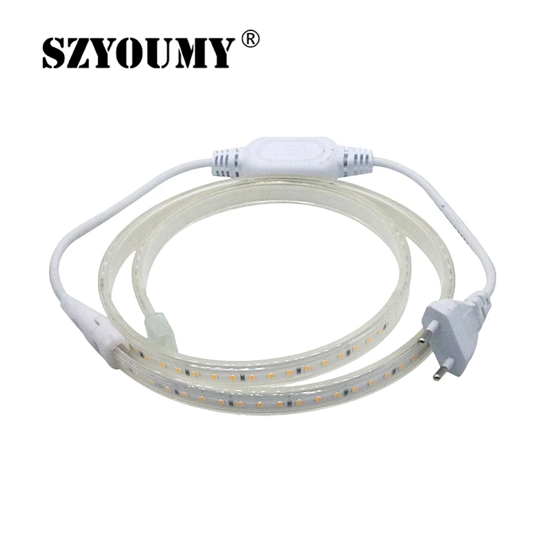 #Best SZYOUMY 220V Led Strip 2835 120Leds M IP65 Waterproof With EU Power Adapter Flexible LED Tape Ribbon Outdoor 50M