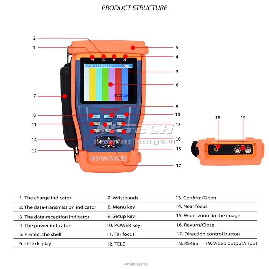 NKTECH CCTV камера наблюдения тестер NK-895 4в1 видео монитор для аналогового AHD TVI CVI CVBS камеры безопасности s цифровой мультиметр