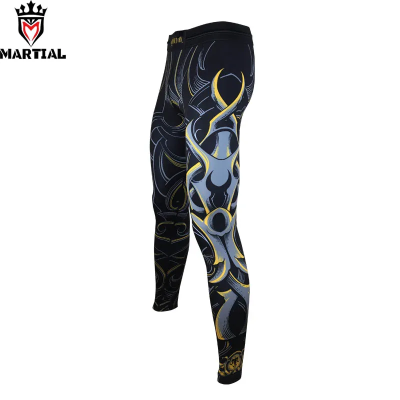 Ceny Martial baran drukowane boks trunk bjj spats odzież mma spodnie do jogi uciskowe męskie spodnie sportowe na trening sportowy rajstopy