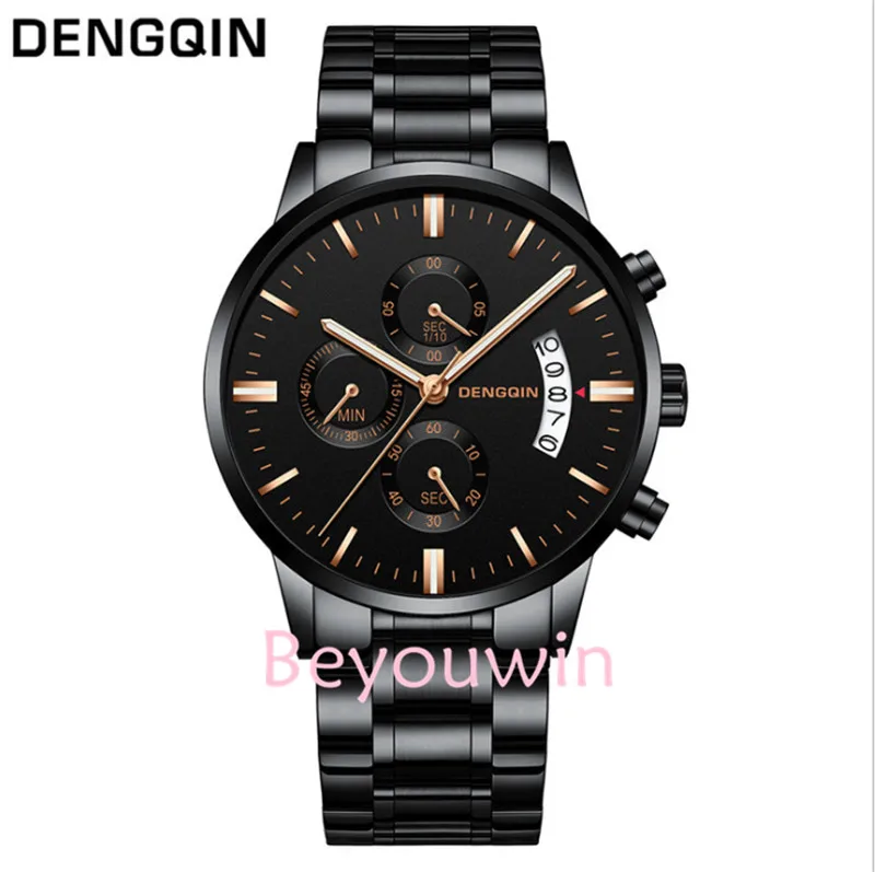 

50pcs/lot high quality calendar men alloy watch wrap quartz casual date steel watch wholesale man clock