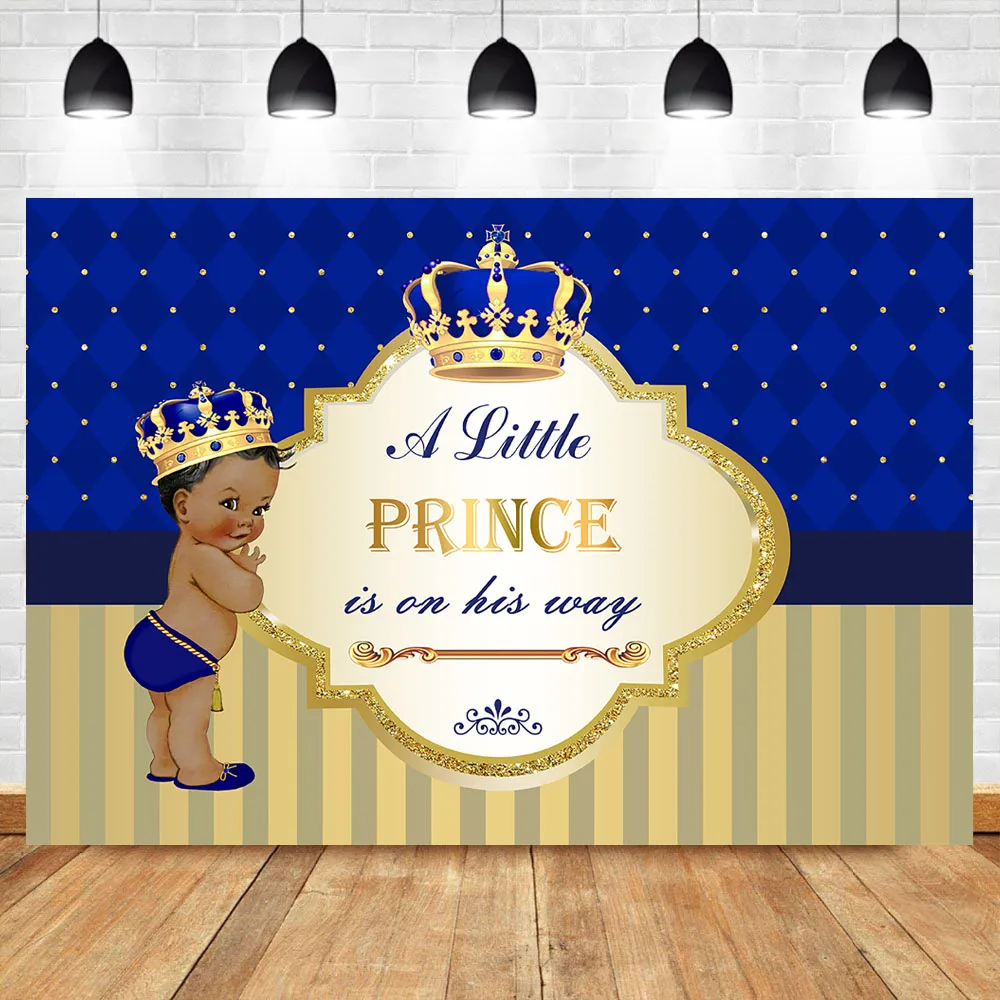 NeoBack Маленький принц фон для детских праздников Маленький принц на пути фон Золотая Корона Синий Золотой фон для фотосъемки