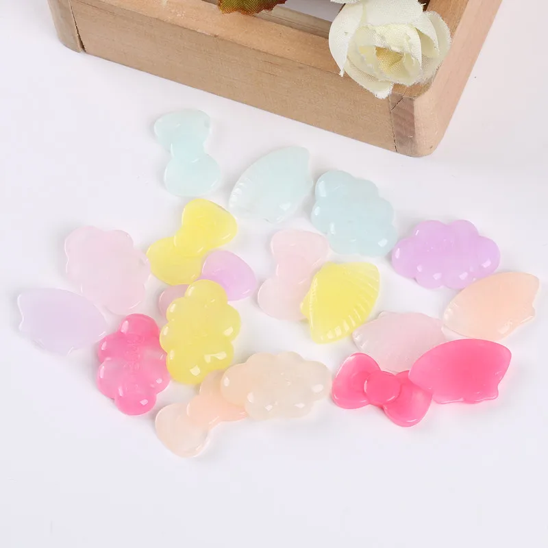 

20pcs resin cute rainbow color cloud for DIY phone decoration hair craft nail decoration mixed colors