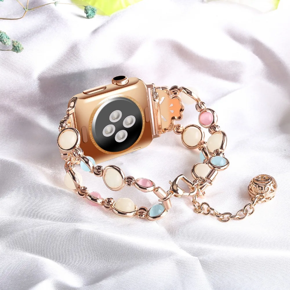 Ювелирный женский ремешок для Apple Watch 4, 3, 2, ремешок 38 мм, 40 мм, 42 мм, 44 мм, браслет из нержавеющей стали для iWatch Series 4, 3, 2, 1, браслет