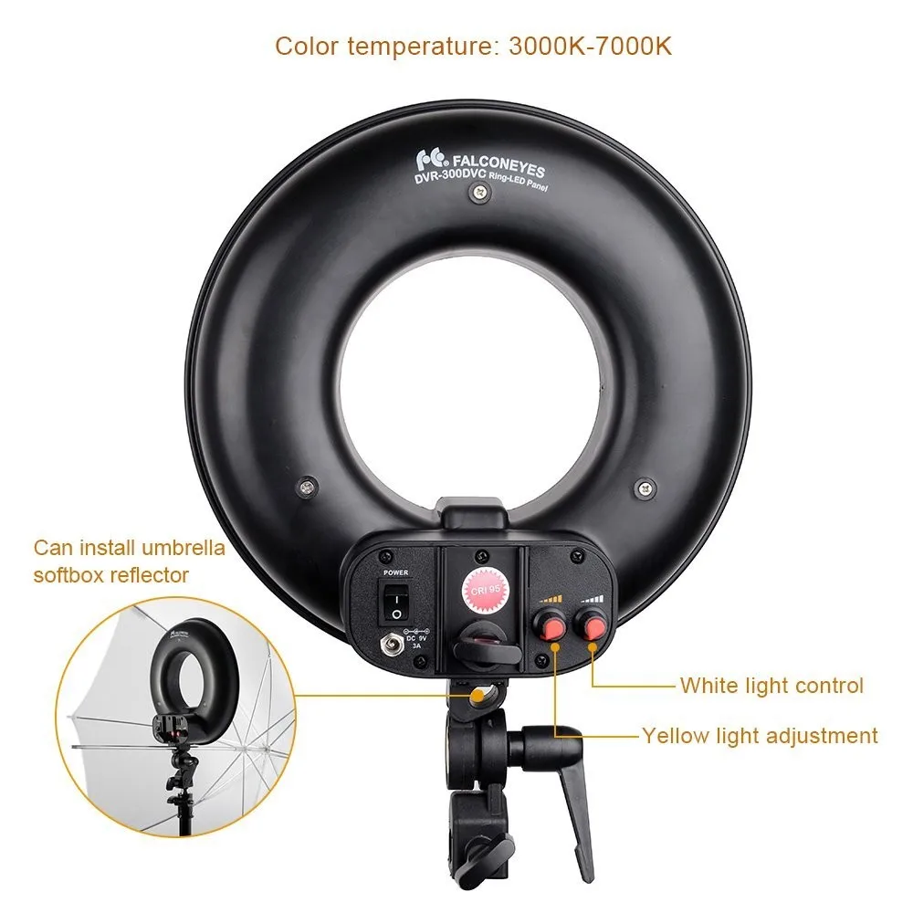 FalconEyes DVR-300 Dual Color 300 LED Ring Light