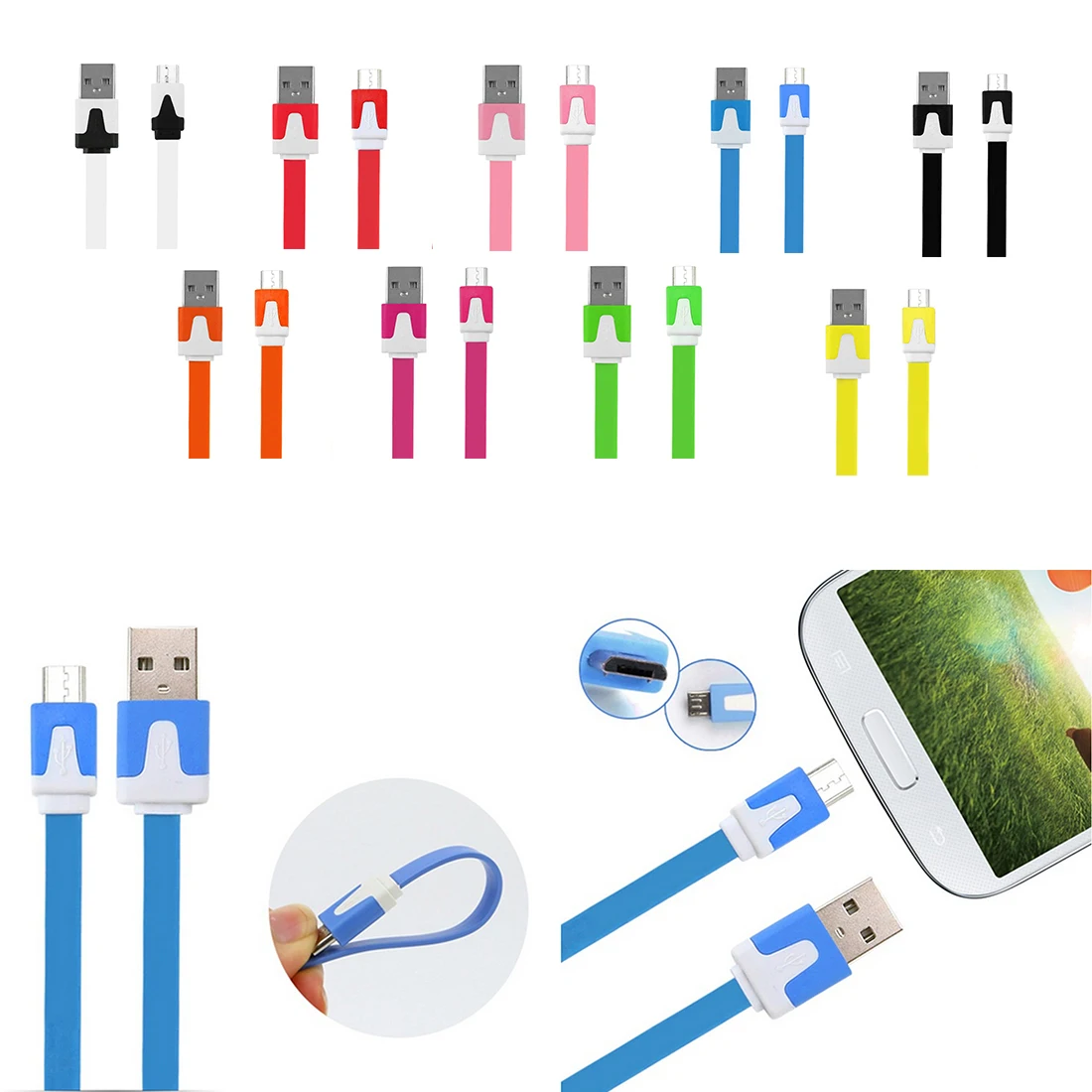 

Dewtreetali 3M Noodle Flat Wire Android Charger Sync Data Micro USB Charging Cable For Samsung Xiaomi Huawei Phone Accessories