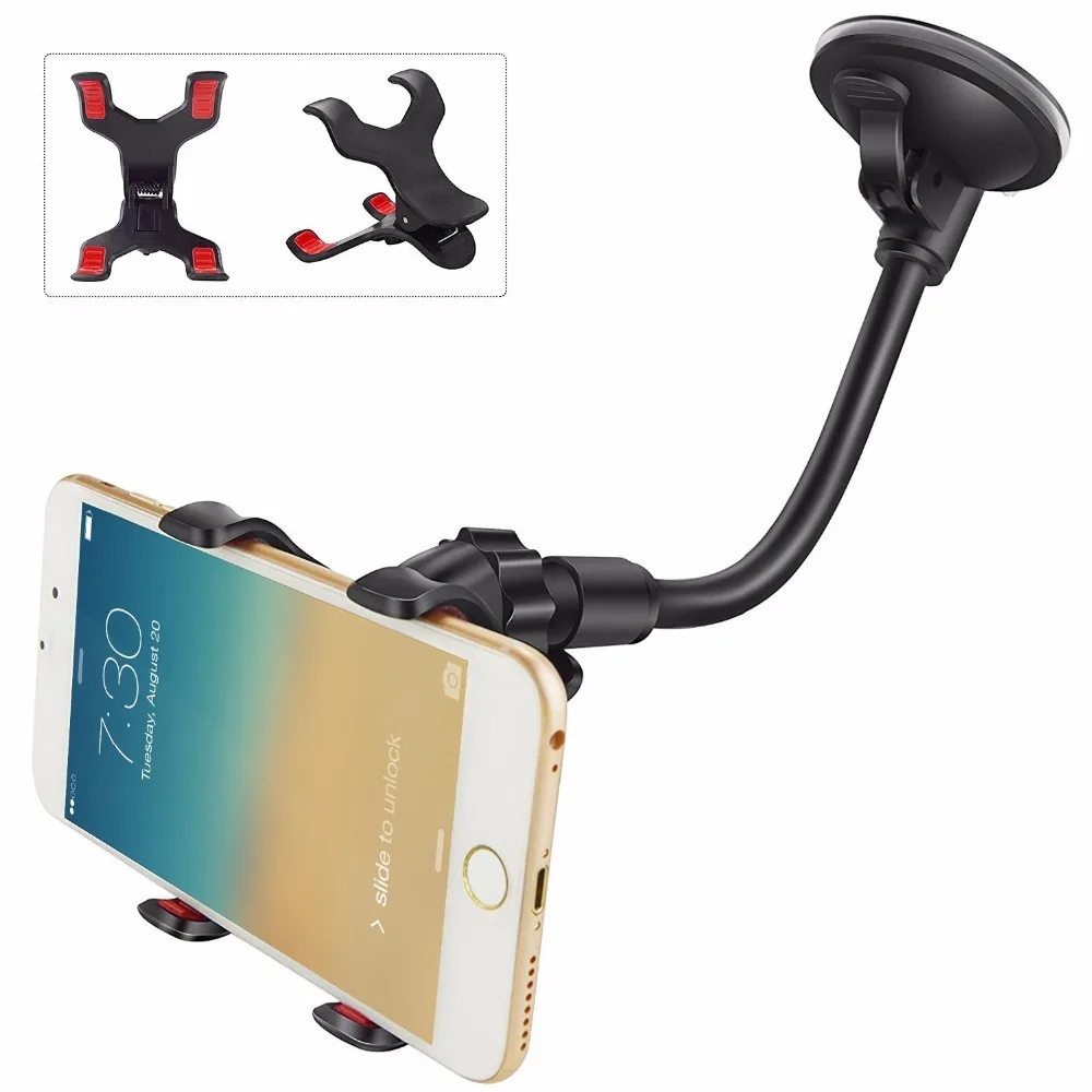 WiHoo Clamp Car Mount, [Update] 6 Inches Long Arm Universal Windshield